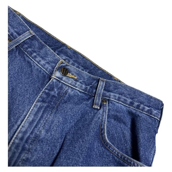 Carhartt Relaxed Fit Flannel Plaid Lined Blue Work Denim Jeans Mens 36x26 - Picture 6 of 8